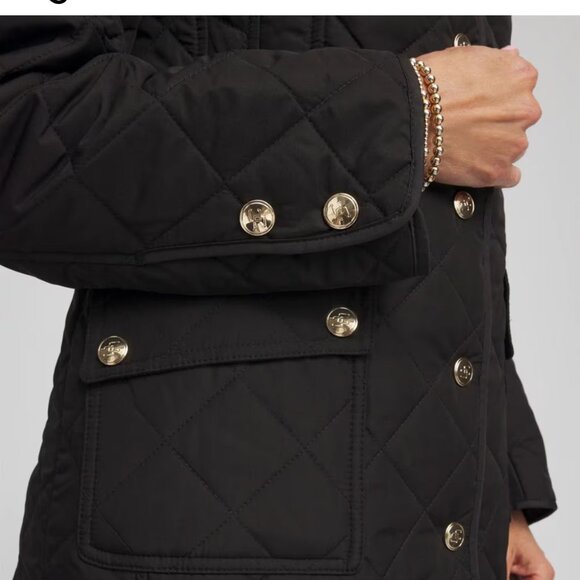 nwt CHICO'S mid length quilted snap front barn coat medium - Picture 2 of 2